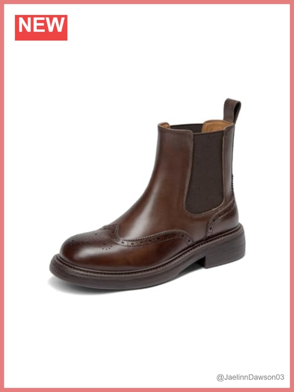Women's Leather Chelsea Boots Slip-On Chunky Ankle Booties